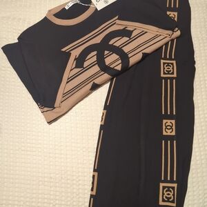 Stylish Black and Tan Pajama Set
